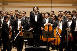 Gustavo Dudamel and his orchestra accept the wild enthusiasm from the Carnegie Hall audience, in a program of rarely heard Latin American works.
