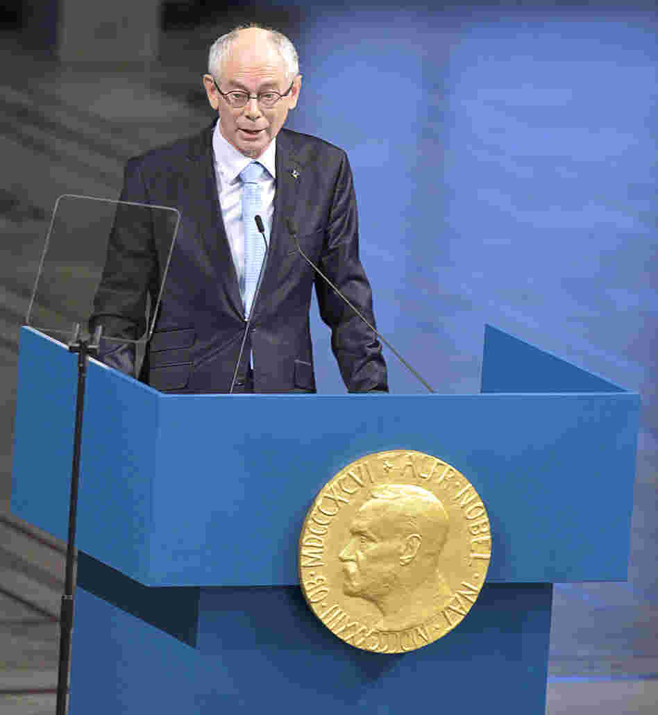 European Union President Herman Van Rompuy of Belgium at the Nobel Peace Prize ceremony in Oslo.