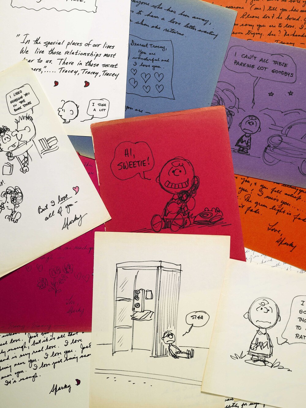 Sotheby's is putting up for auction letters and drawings that Charles Schulz, the creator of Peanuts, gave to Tracey Claudius.