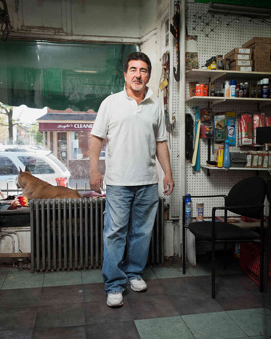 Giovanni, cobbler at Giovanni D'Italia Shoe Repair. Their claim to fame, Delaney says, is that they haven't dusted in 50 years.