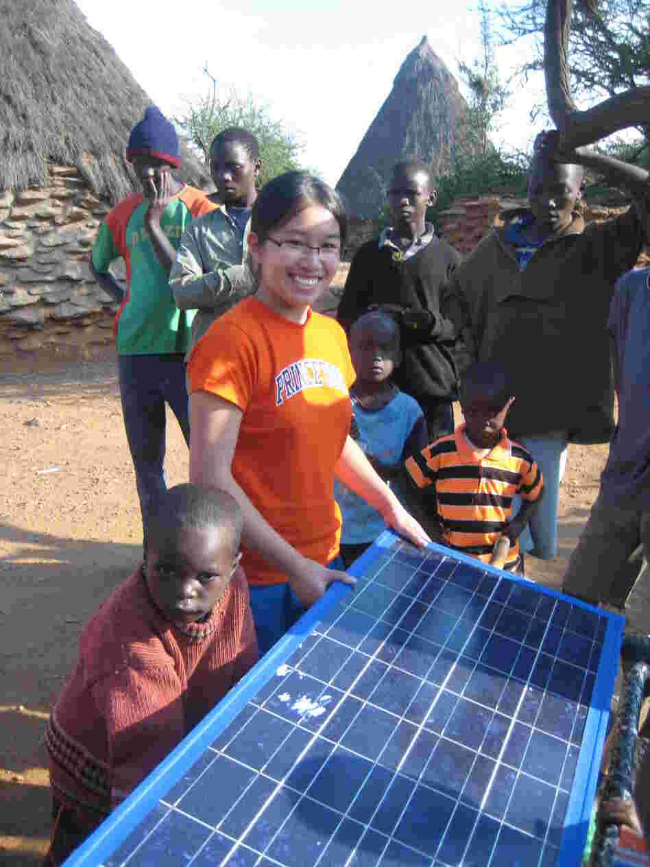 Full testing her rotating solar panel in Kenya in 2010.