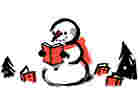 Illustration: A snowman reads a book. Illustration: A snowman reads a book.