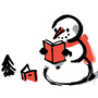 Illustration: A snowman reads a book. Illustration: A snowman reads a book.