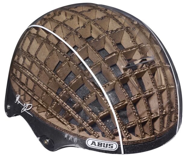 Using a cardboard liner allows a cycling helmet to be lighter and stronger than standard models, says designerÂ Anirudha Surabhi.