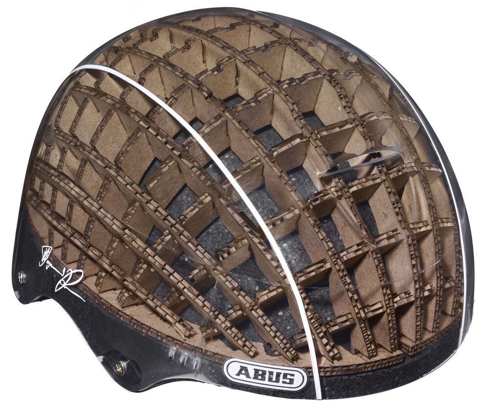 Using a cardboard liner allows a cycling helmet to be lighter and stronger than standard models, says designerÂ Anirudha Surabhi.