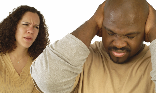 Husband and wife arguing.