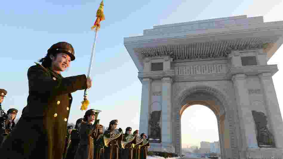 A North Korean military band performed today in Pyongyang to celebrate the country's rocket launch. Other nations, though, condemned the launch. A North Korean military band performed today in Pyongyang to celebrate the country's rocket launch. Other nations, though, condemned the launch.