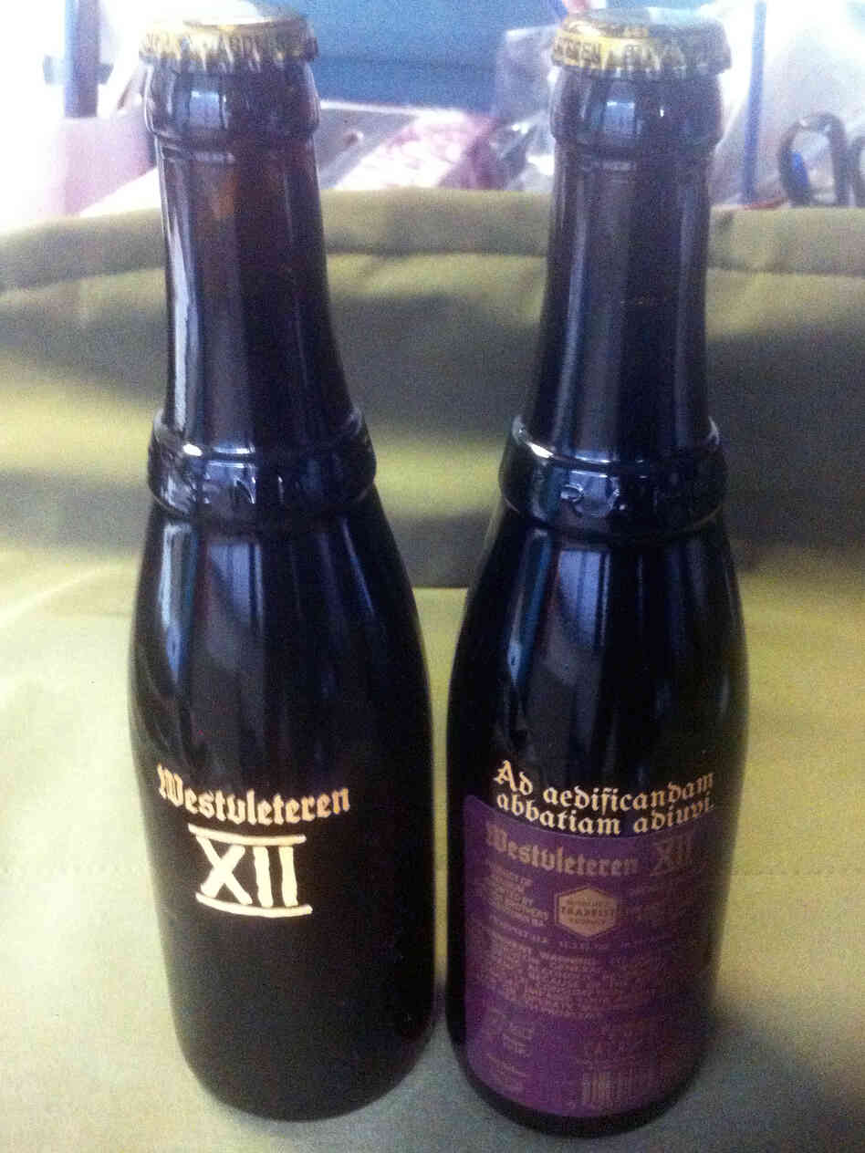 For the first time, the vaunted Westvleteren 12 beer has hit U.S. beer store shelves in large numbers. The bottle's Latin inscription reads, "Ad aedificandam abbatiam adiuvi," or, "I helped to build the abbey."