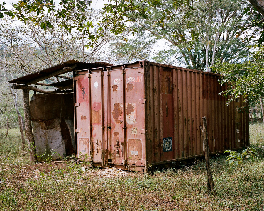 A shipping container used by the United Nations to store firearms that were turned in after the signing of the peace accords in 1992.