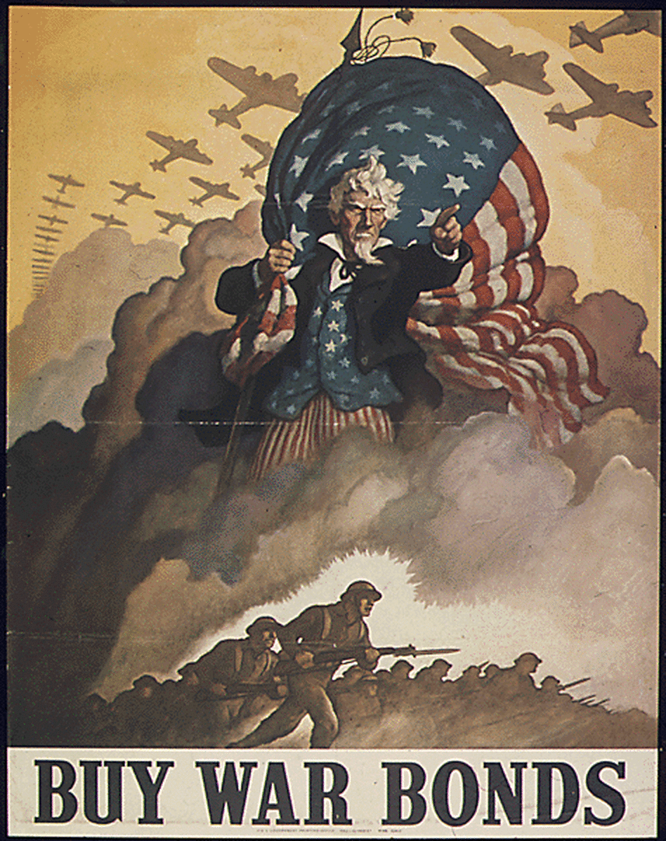 A War Bonds poster from World War II.
