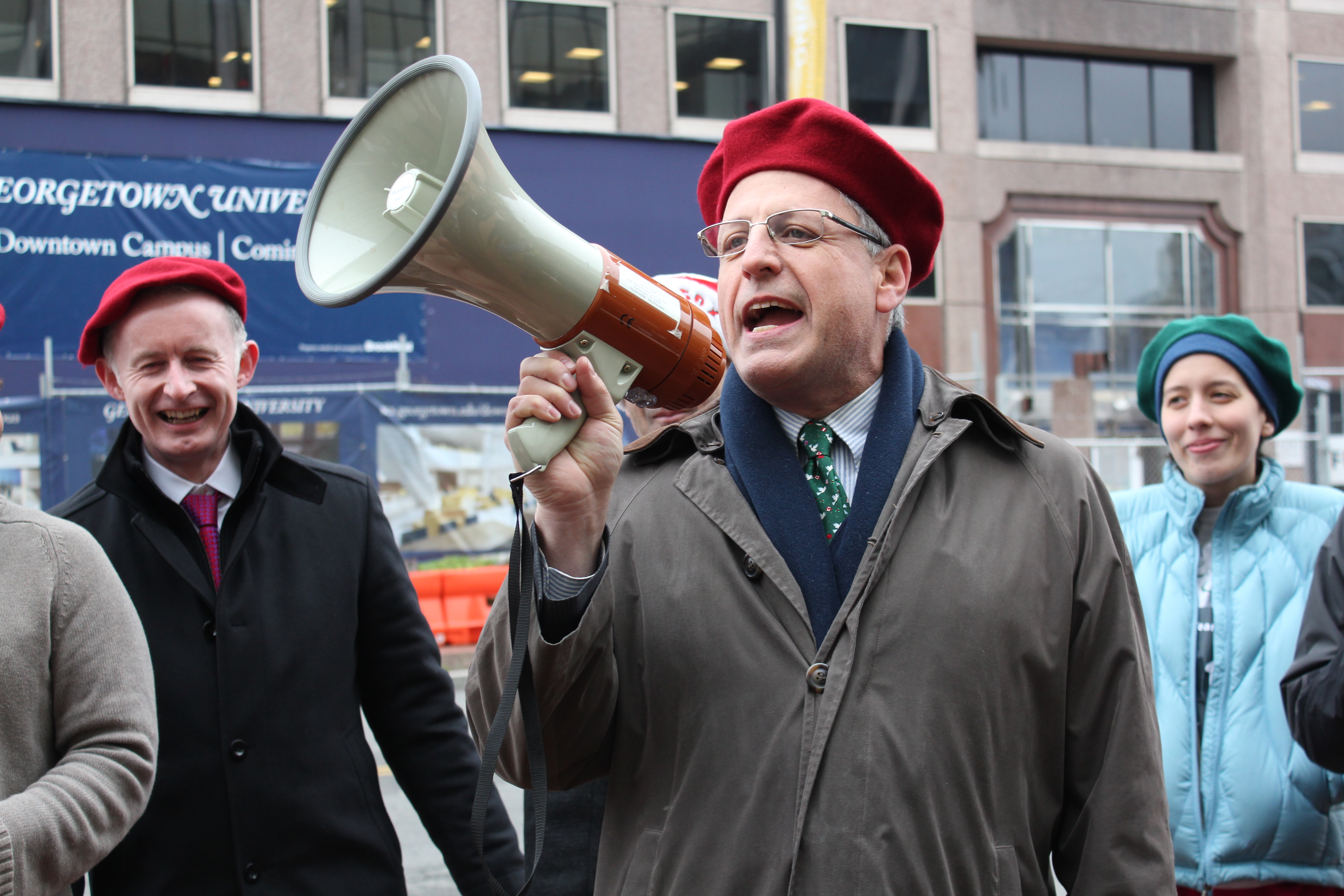NPR CEO Gary E. Knell takes the megaphone to congratulate the teams. "You are all winners," he said.