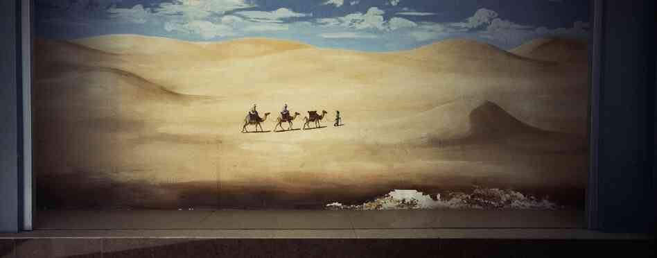 The wall painting of the Silk Road in the center of Samarkand, Uzbekistan, was photographed in fall 2012. The historic city was a major stop for caravans of merchants centuries ago.