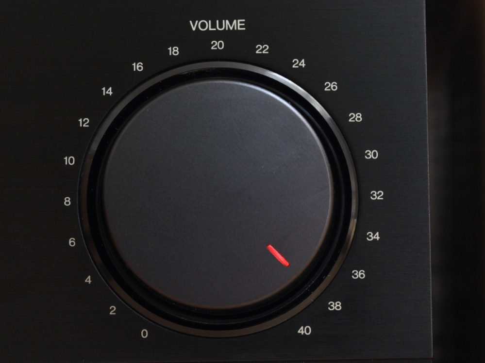 A volume knob turned up to the maximum.