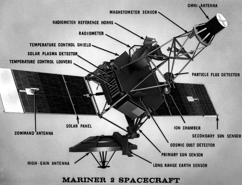 A diagram of the Mariner 2 Spacecraft.