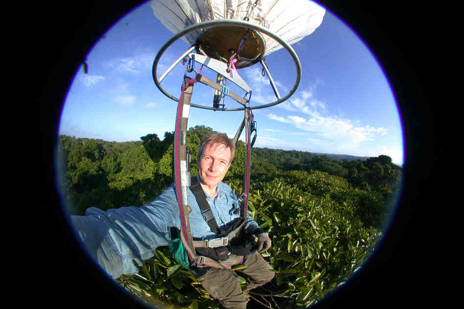 Here, researcher Maurice Leponce hangs from the "canopy bubble."