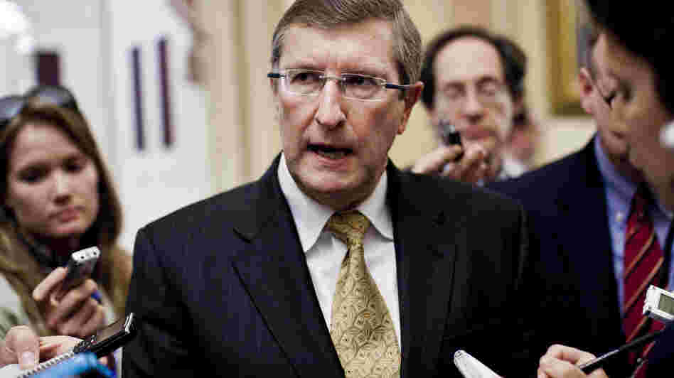 Senate Budget Chairman Kent Conrad, D-N.D., speaks to the media at the Capitol in March.