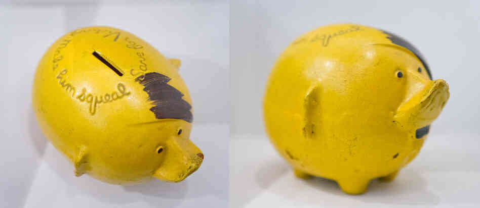 Thomas Lamb's "Adolph the Pig." The message scribbled on top reads "Save for Victory and Make Him Squeal." Thomas Lamb's "Adolph the Pig." The message scribbled on top reads "Save for Victory and Make Him Squeal."