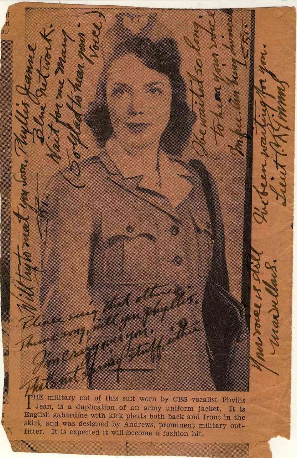 A fan letter from a group of GIs written on newspaper clipping that Westerman appeared in. A fan letter from a group of GIs written on newspaper clipping that Westerman appeared in.