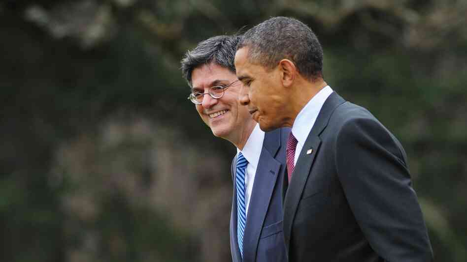 President Obama walks with White House Chief of Staff Jack Lew on March 2 on the South Lawn of the White House.