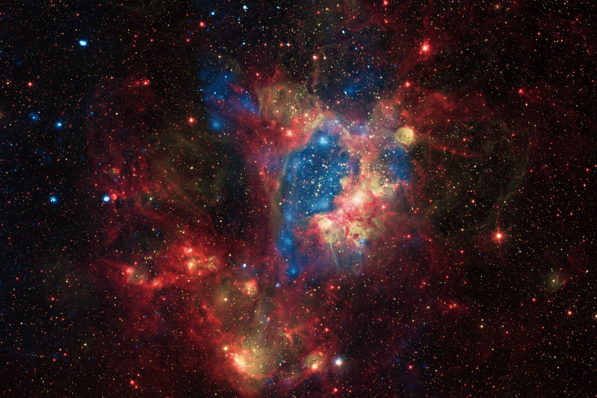"[In] a small satellite galaxy of the Milky Way located about 160,000 light-years from Earth, [many] new stars, some of them very massive, are forming in the star cluster NGC 1929."