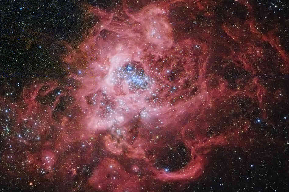 "Stars are sometimes born in the midst of chaos," reads NASA's caption for this image of nearby galaxy M33.
