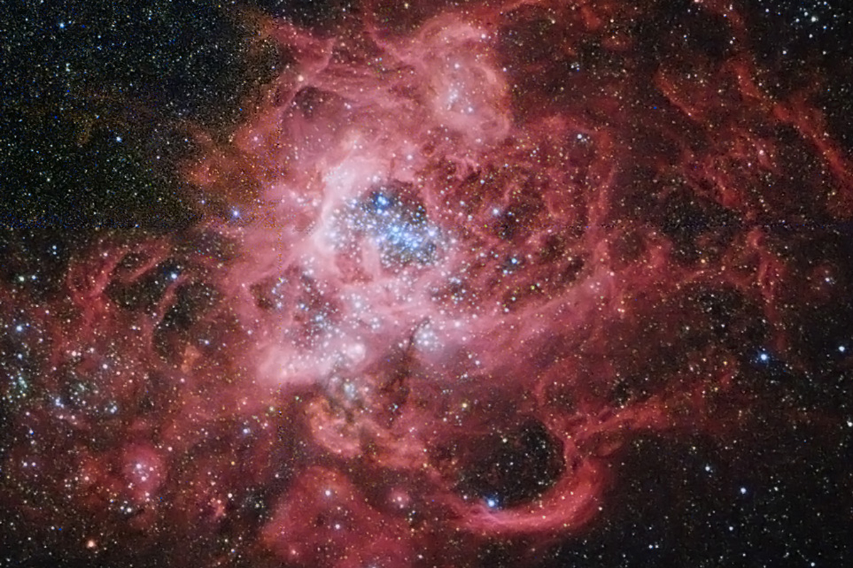 "Stars are sometimes born in the midst of chaos," reads NASA's caption for this image of nearby galaxy M33.
