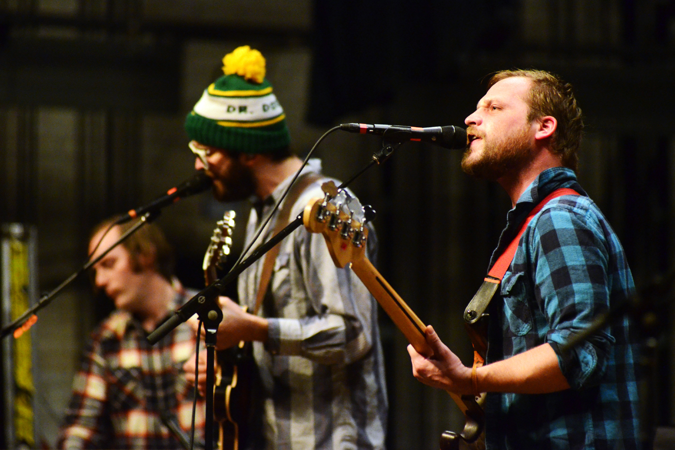 Bass player Toby Leaman shares most singing duties with guitarist Scott McMicken, but all of Dr. Dog's members contribute harmonies.