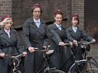 Trixie (Helen George, left), Chummy (Miranda Hart), Jenny (Jessica Raine) and Cynthia (Bryony Hannah) are midwives serving London's poor East End in the 1950s. Trixie (Helen George, left), Chummy (Miranda Hart), Jenny (Jessica Raine) and Cynthia (Bryony Hannah) are midwives serving London's poor East End in the 1950s.