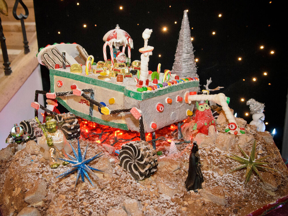 The other Mars Curiosity rover, made of gingerbread and on display on the Caltech campus. The other Mars Curiosity rover, made of gingerbread and on display on the Caltech campus.