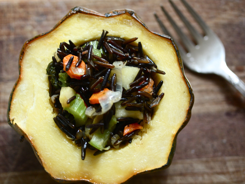 Acorn Squash Stuffed With Wild Rice And Apples