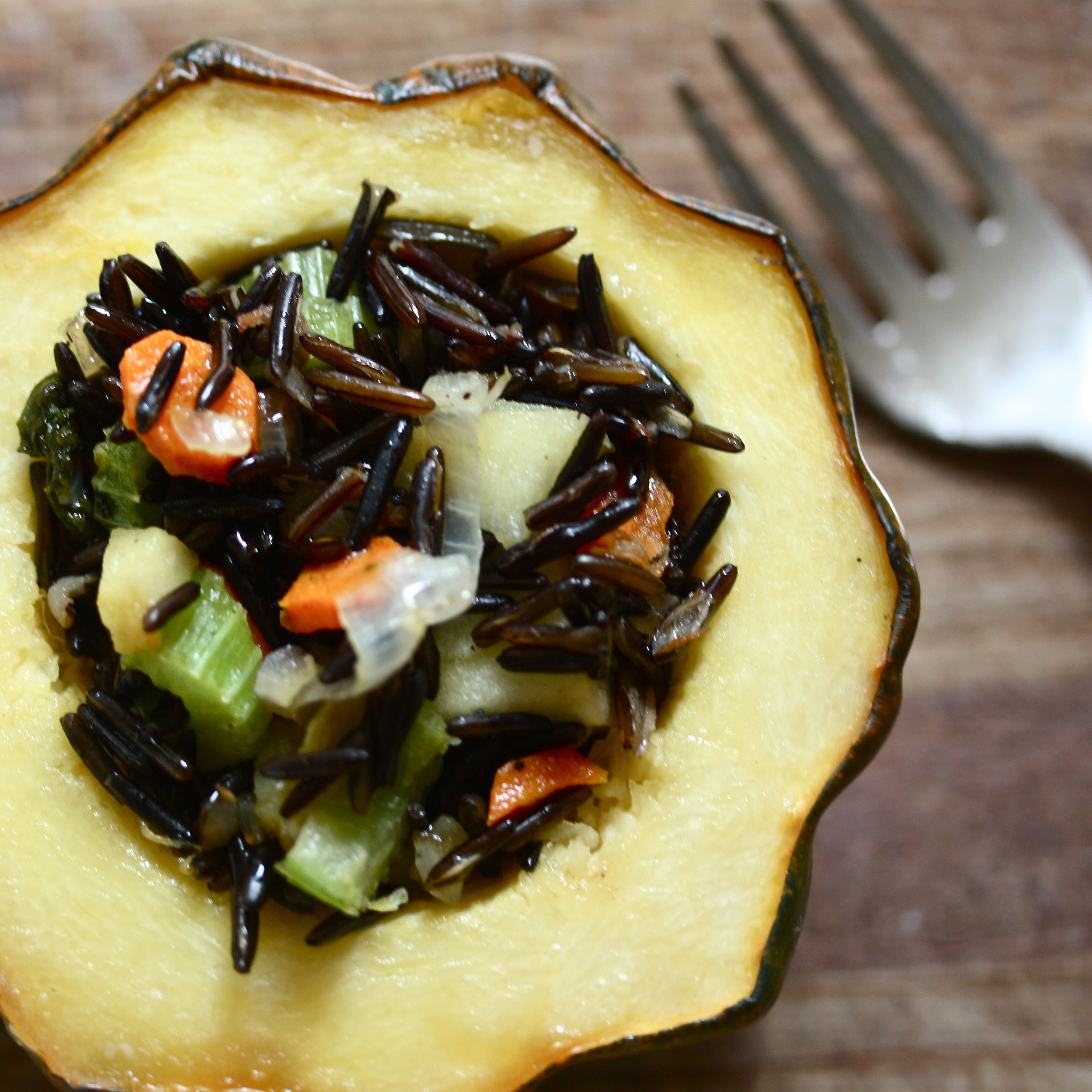 Acorn Squash Stuffed With Wild Rice And Apples