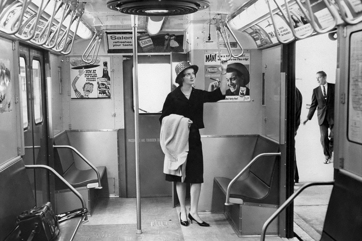 Miss Subways Dorothy Calaghan poses in a new subway car at Willis Point. 
