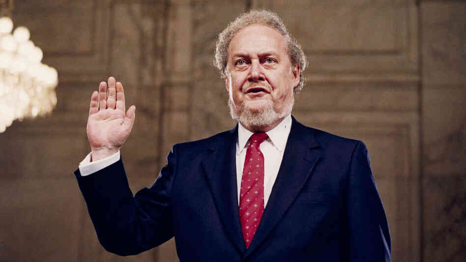 Robert Bork, nominated by President Reagan to the Supreme Court, is sworn in before the Senate Judiciary Committee at his confirmation hearing, Sept. 15, 1987.