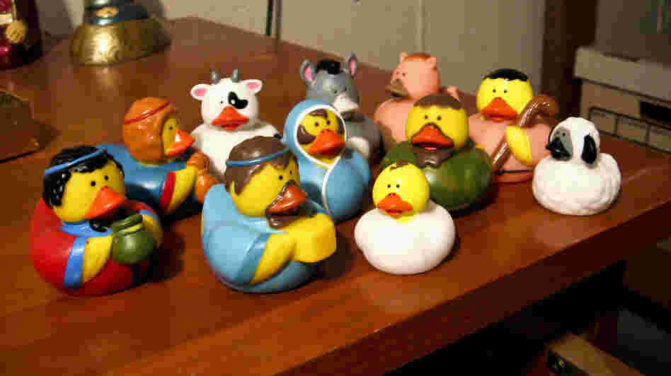 Margo Dixon's collection ranges from the traditional to the fun — this is a Nativity set comprising rubber ducks. Some Nativity collectors prefer only sets that use humans to depict the characters, but Dixon appreciates the wide variety of interpretations of the Nativity.