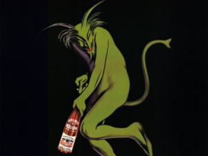 Often mistaken as an ad for absinthe, this 1906 poster actually promotes Maruin Quina, a French aperitif made with white wine infused with cherries, citrus and quinine.
