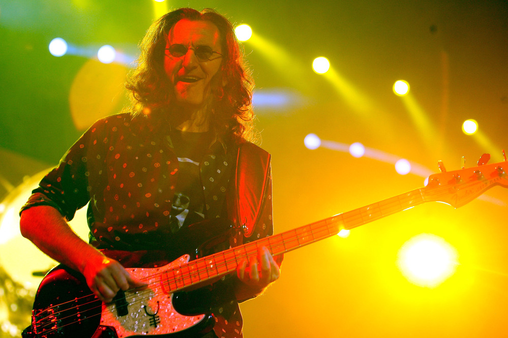 Geddy Lee of Rush performs at the Barclays Center on October 22, 2012 in Brooklyn.