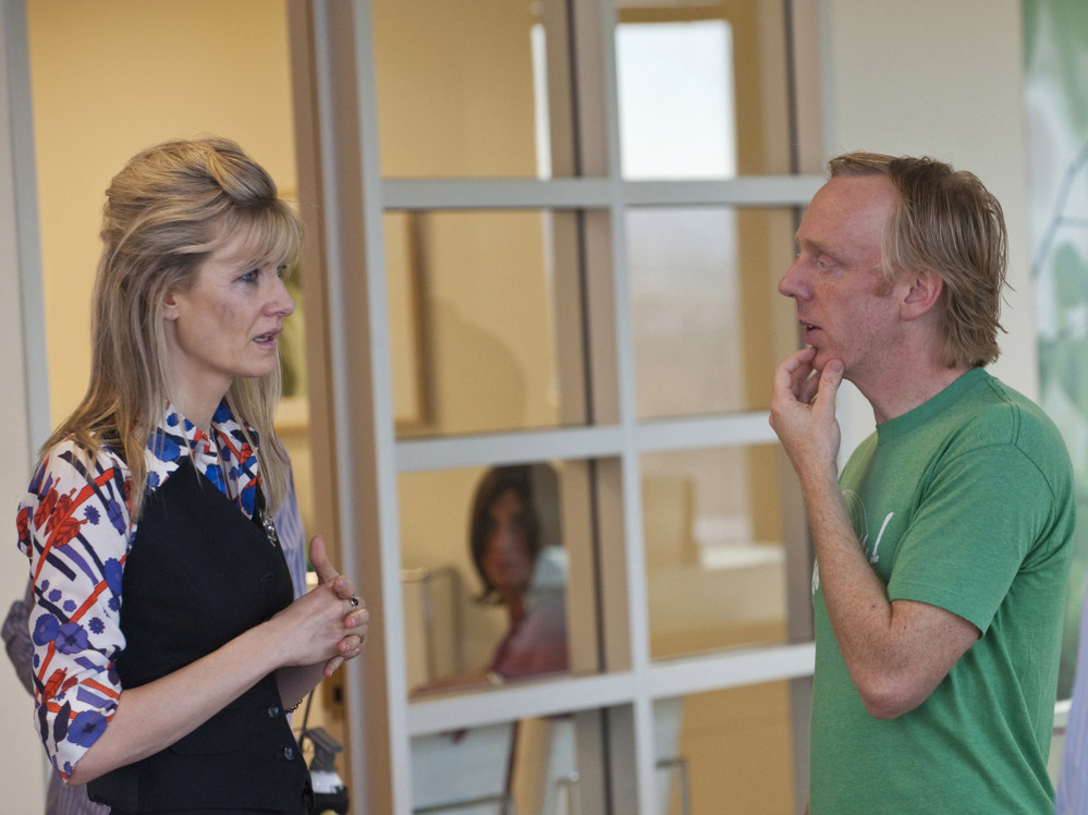 Laura Dern and series creator Mike White, shown together on the set of Enlightened, first worked together on White's 2007 film Year of the Dog.