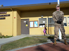 U.S. Marine Corps Reserve Sgt. Craig Pusley stood guard Wednesday at Hughson Elementary School in Modesto, Calif. U.S. Marine Corps Reserve Sgt. Craig Pusley stood guard Wednesday at Hughson Elementary School in Modesto, Calif.