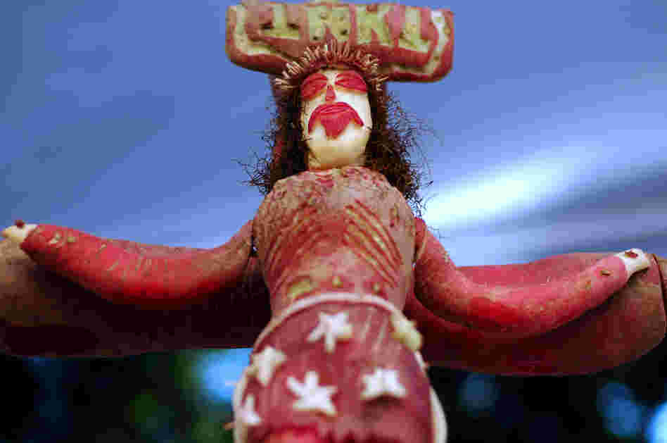 The crucifixion, as carved in radishes