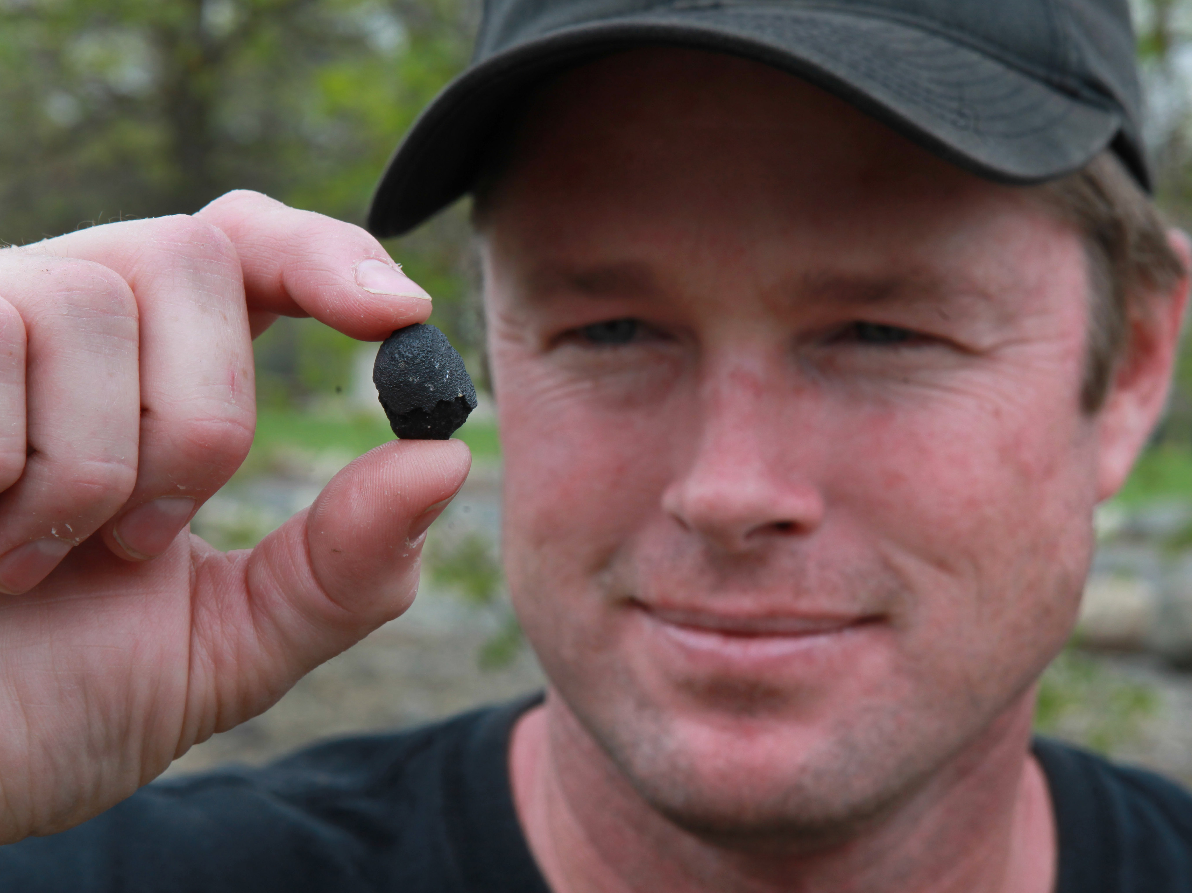 Robert Ward found a piece of the meteorite at a park in Lotus, Calif., on April 25. The 100,000-pound meteorite was blown apart into small pieces as it met the Earth's atmosphere. Robert Ward found a piece of the meteorite at a park in Lotus, Calif., on April 25. The 100,000-pound meteorite was blown apart into small pieces as it met the Earth's atmosphere.