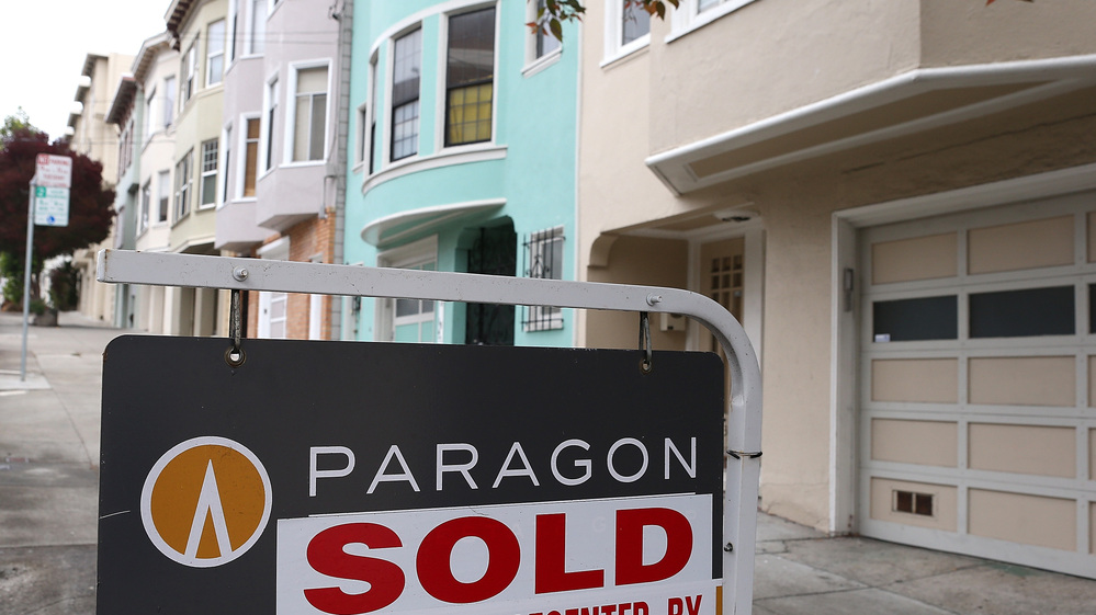 San Francisco: A "sold" sign in front of a home earlier this year.