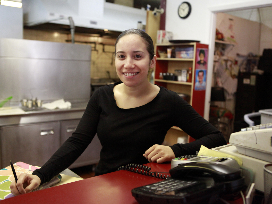 Stacey Moya has worked at her family's restaurant  Ricos Tacos Moya for several years. She says new immigration laws scared away customers.