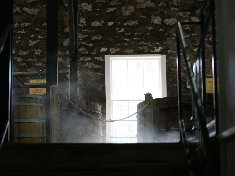 A vat at the Woodford Reserve Distillery, built in 1838 near Versailles, Ky., gets a steam cleaning.