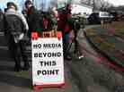 Media gather in Newtown, Conn. on Dec. 15, 2012 as the community copes with the elementary school shooting. Media gather in Newtown, Conn. on Dec. 15, 2012 as the community copes with the elementary school shooting.