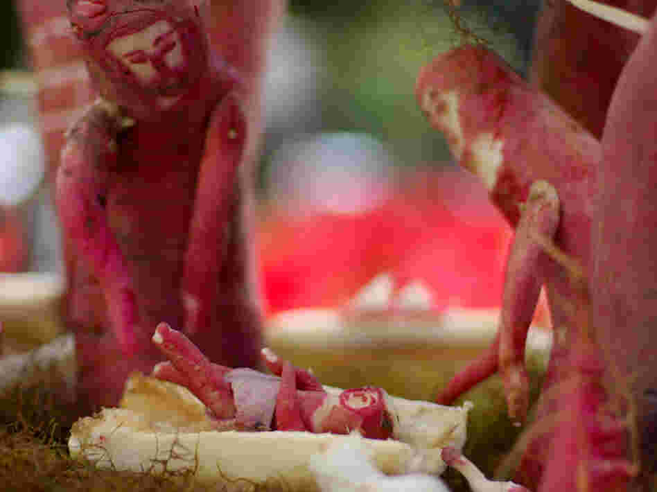 A radish nativity scene.