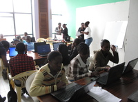 High school girls in Nairobi at a computer workshop organized by Akirachix.