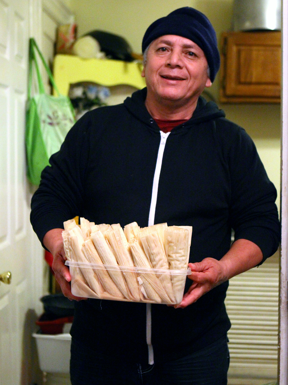 Ofelio Crespo makes tamales in his home all year, but December is particularly busy.