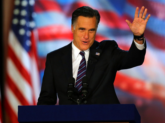 Republican presidential nominee Mitt Romney on Election Night in Boston, as he conceded the race to President Obama.