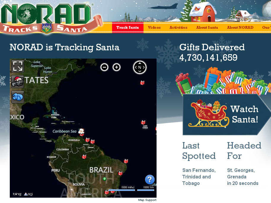 NORAD Tracks Santa, powered by Microsoft. NORAD Tracks Santa, powered by Microsoft.
