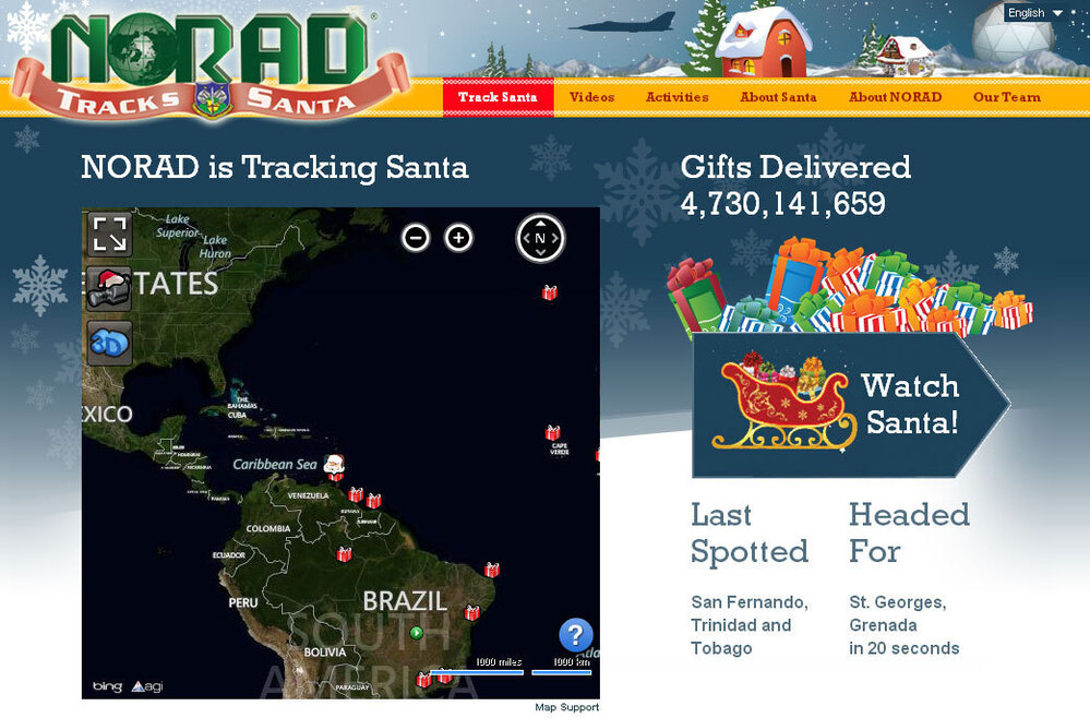 NORAD Tracks Santa, powered by Microsoft. NORAD Tracks Santa, powered by Microsoft.